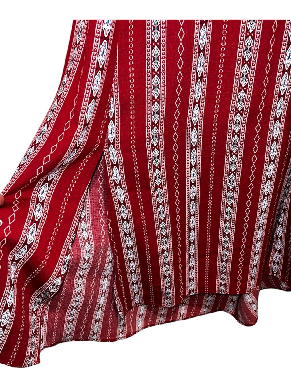 New Lulus Red Geometric Print Midi Dress - Size Medium - Picture 4 of 12